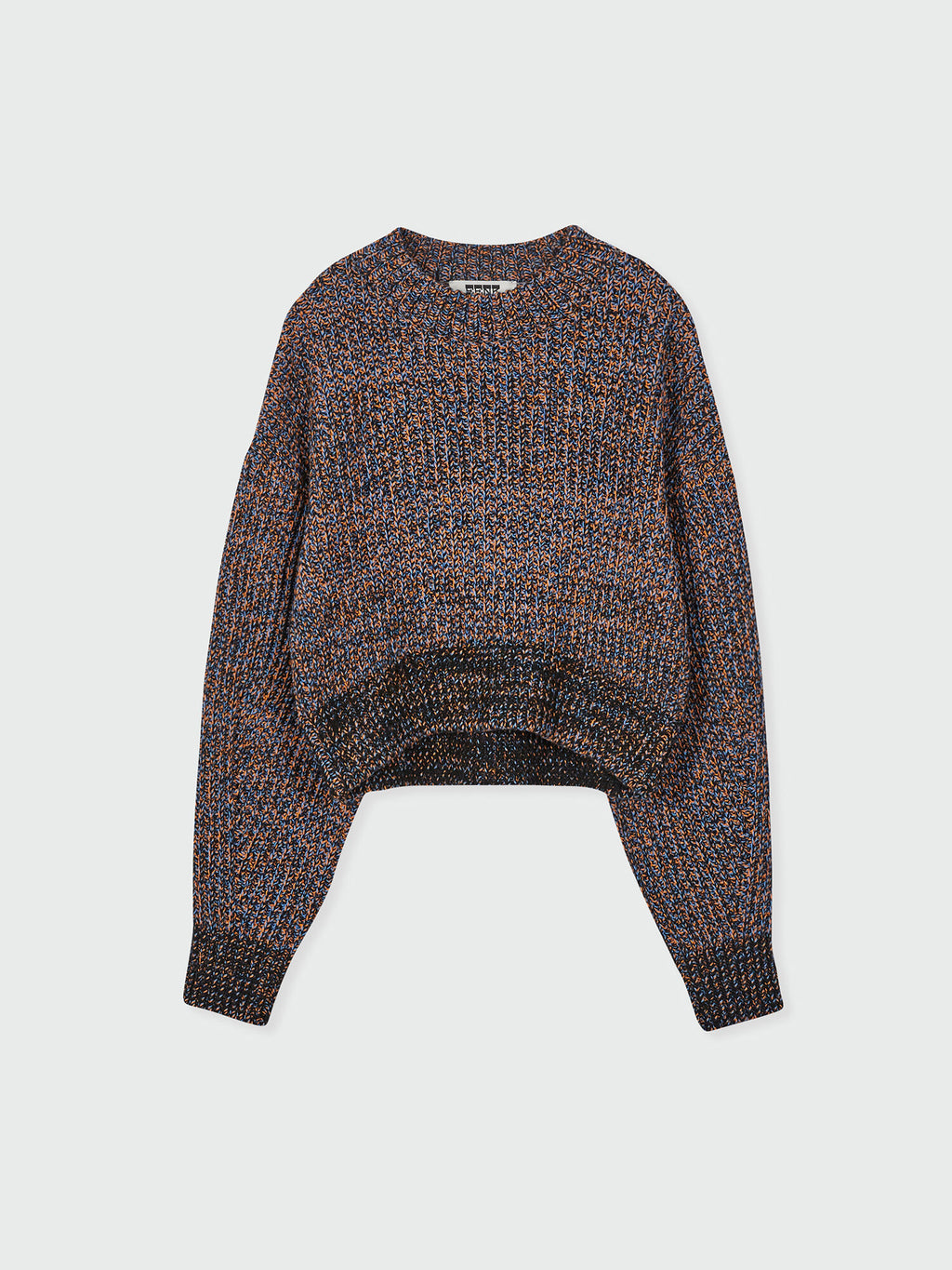 EENK ZABELLE Mockneck Textured Knit Pullover - Orange/Blue Multi