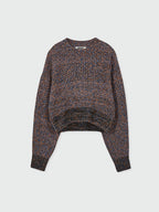 EENK ZABELLE Mockneck Textured Knit Pullover - Orange/Blue Multi