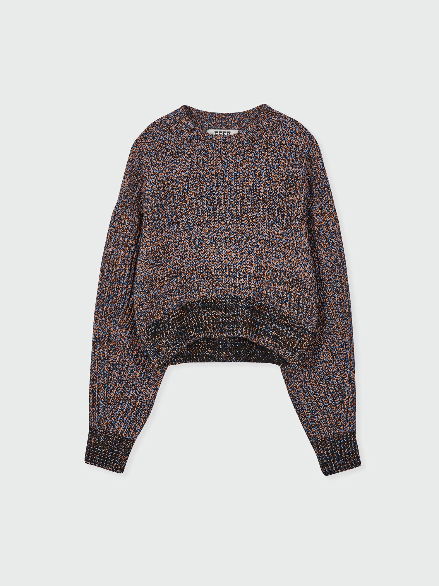 EENK ZABELLE Mockneck Textured Knit Pullover - Orange/Blue Multi