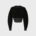 YCH LAYERED CROPPED SWEATSHIRT BLACK (F23TO902BK)