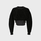 YCH LAYERED CROPPED SWEATSHIRT BLACK (F23TO902BK)