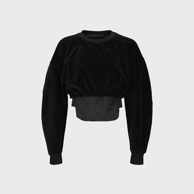 LAYERED CROPPED SWEATSHIRT BLACK (F23TO902BK)