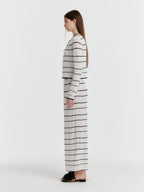 EENK YOZO Jacquard Stripe Knit Cardigan - Ivory/Black