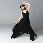 YCH ASYMMETRIC PLEATED DRESS BLACK (F23DJ601BK)
