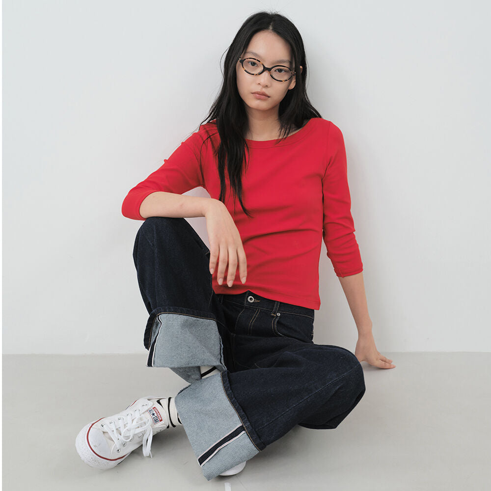 CITYBREEZE Cotton boat neck long sleeve T-shirt (Trend)_4COLORS