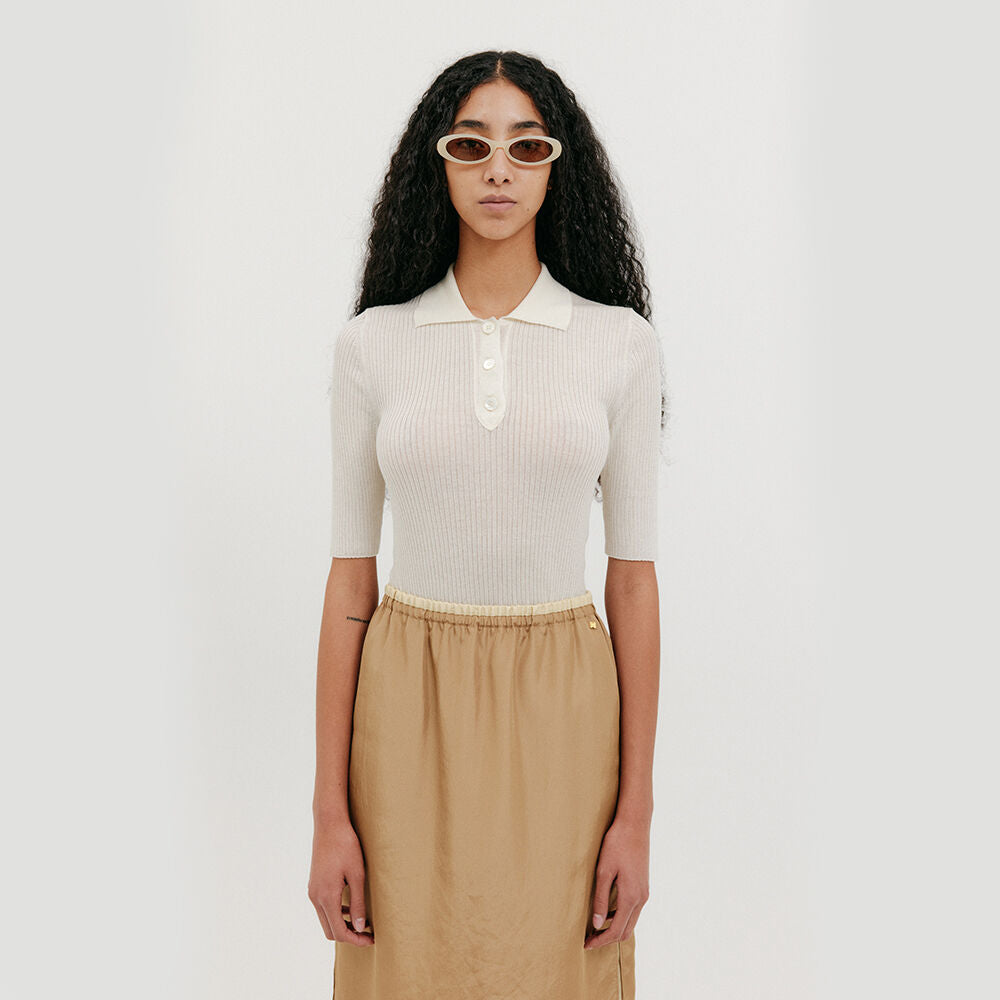 EENK Half Sleeve Knit Top - Cream