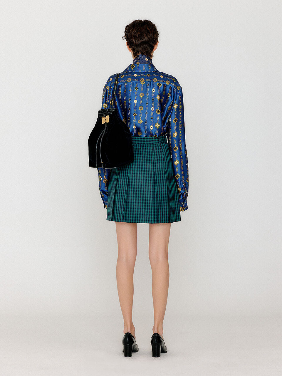 EENK VABRINA Gold-trimmed Mini Skirt - Green Check