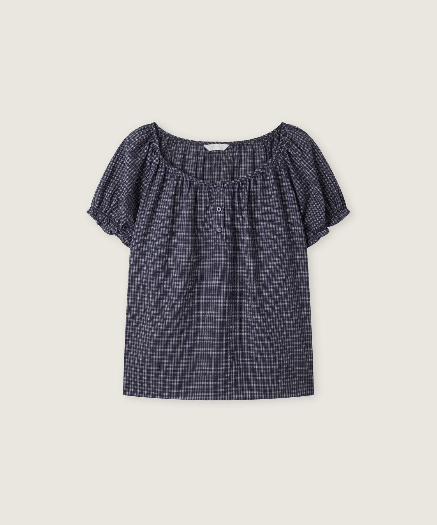 ROEM Neck shirring short sleeve blouse RMBLG37RT1