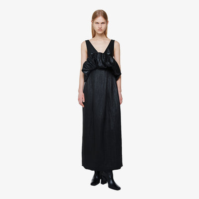 OPEN-BACK PUFFED DRESS BLACK (F24DJ6051BK)