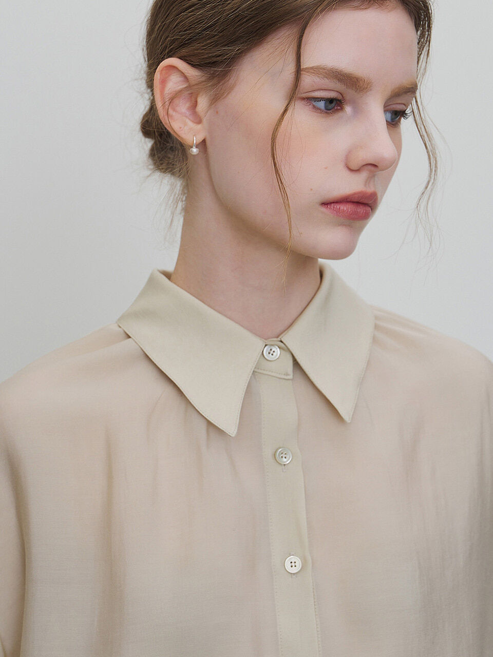 MOMET Arque Collar Shirt Blouse Olive