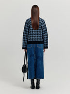 EENK EENK XOUI Houndstooth Check Knit Cardigan - Blue/Black
