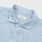 PRODE SHIRT [Regular] L-460 Vintage Linen Striped Shirt (Blue)
