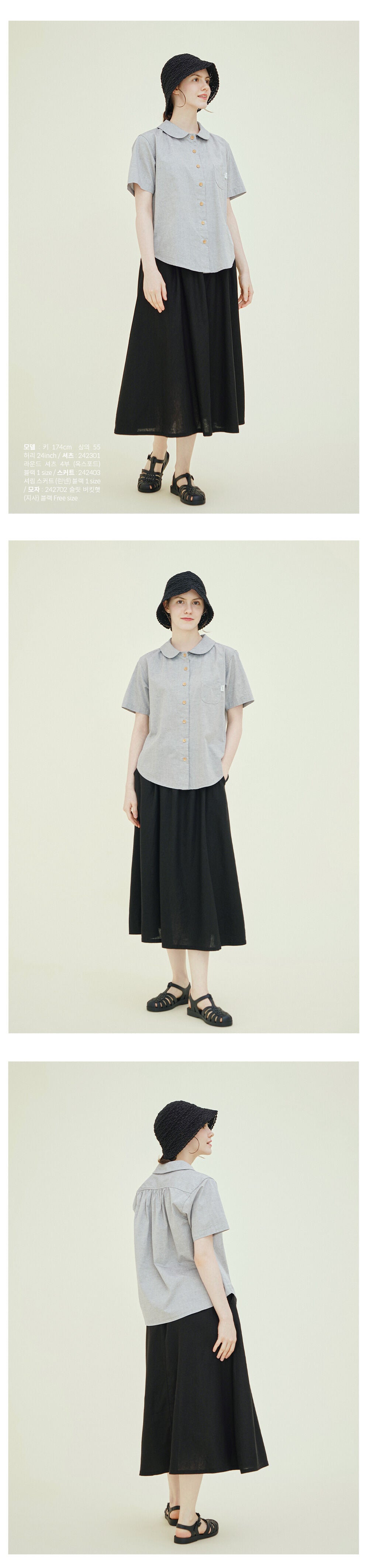 CHIQUITA 8th_Oxford round shirt black 242301SBK (domestic production)