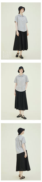 CHIQUITA 8th_Oxford round shirt black 242301SBK (domestic production)