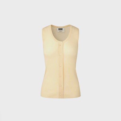 Round Neck Knit Vest - Cream