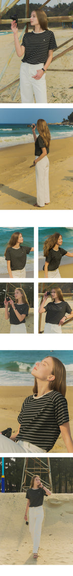 TILLIDIE Stripe cotton t-shirt TISU02TS02_black