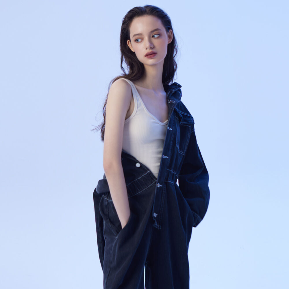 RENNESMIA DENIM JUMPSUIT BLACK