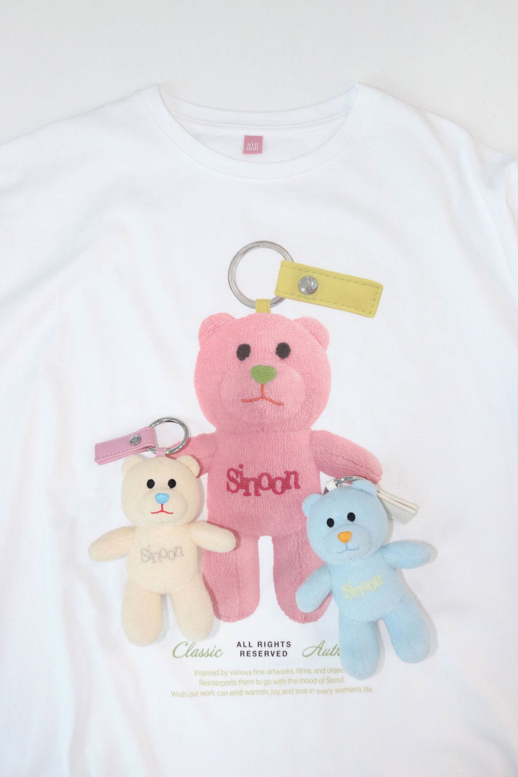 SINOON NOONI Bear Keyring T-Shirt (Sorbet Pink)