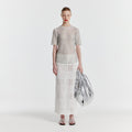 EENK YIZNY Panelled Lace Knit Long Skirt - White