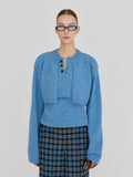 EENK ZONNE Cropped Knit Cardigan - Blue