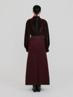 EENK ZOAN Straight Denim Skirt - Burgundy