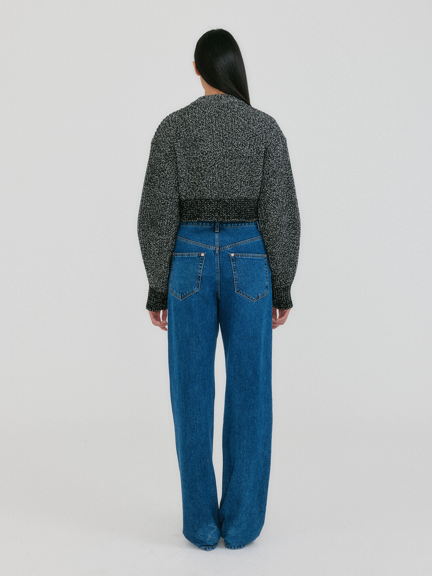 EENK ZABELLE Mockneck Textured Knit Pullover - Black/White