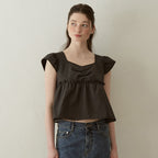 J'ASP Blossom Ribbon Crop Top (Black)
