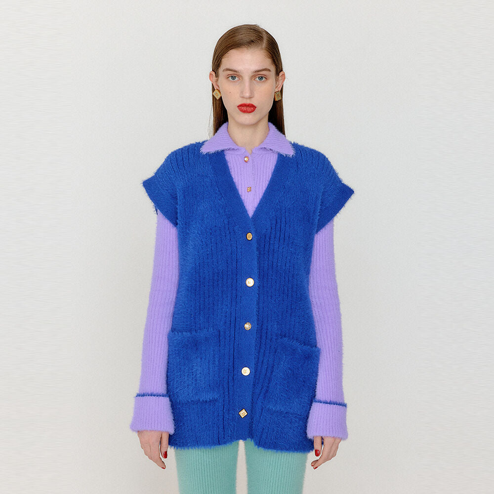 EENK EENK VIVI Oversized Knit Vest - Blue