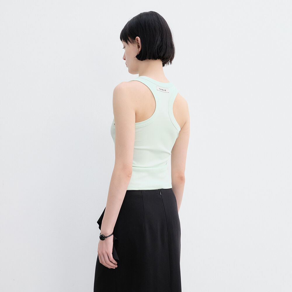 YUNSÉ Basic Eyelet Sleeveless Top (Mint)