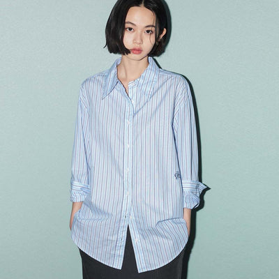Cotton striped basic shirt_3COLORS