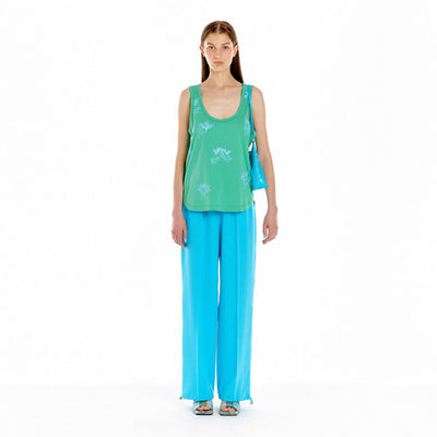 EENK Pants Drawstring Hem Wide-Leg - Sky Blue