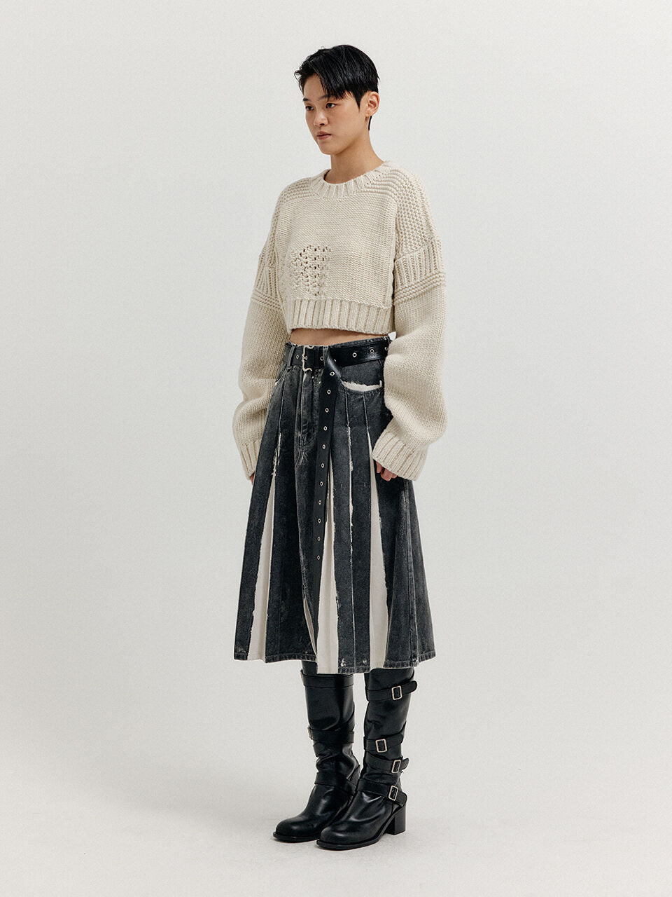 EENK EENK XRI Fisherman Knit Crop Pullover - Ivory