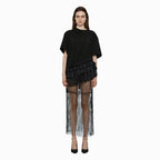 YCH PLEATES DETAIL LAYERED TOP BLACK (W24TO10061BK)