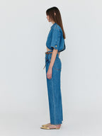 EENK EENK WENEVA Asymmetric Front Denim Pants - Blue