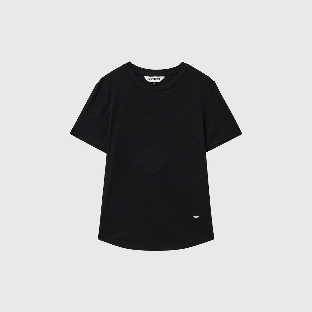 GENERAL IDEA WOMAN Acetate Round Neck T-Shirt [BLACK] / GF2LTS509