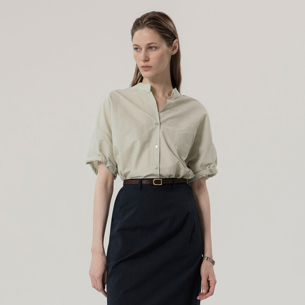 MOMET Eto henry neck blouse olive