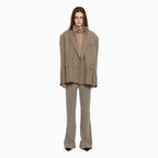 YCH GOLD BOTTON-DETAIL OVERSIZE JACKET BROWN (W24JK2011BR)