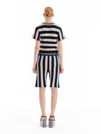 EENK EENK ULLYD Half Sleeve Knit Top - NavyBeige Stripe