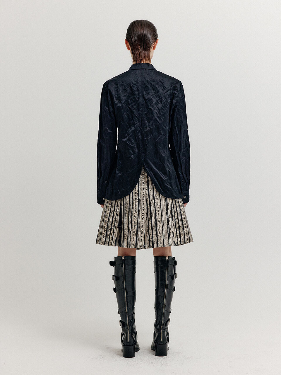 EENK EENK XOVEL Pintucked Skirt - Black/Beige