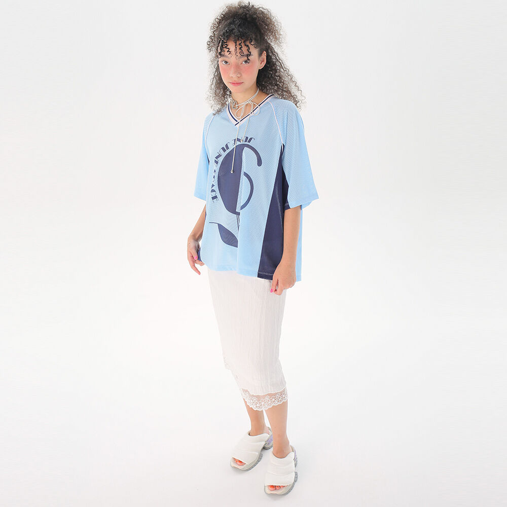 JUNEJUNE SPACE Uniform Boxy T-shirts_Light Blue