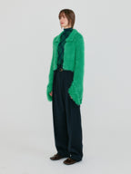 EENK ZIGGY Textured Collar Knit Cardigan - Green