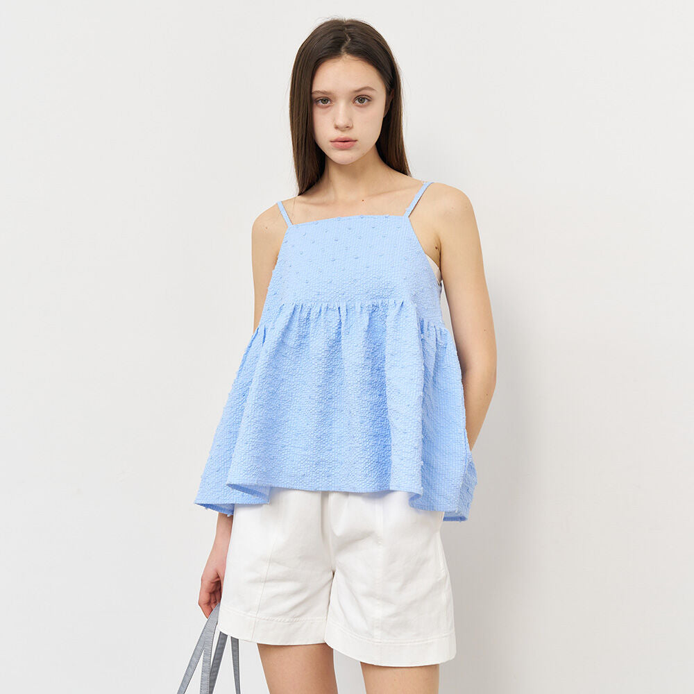GENERAL IDEA WOMAN Textured Bubble Sleeveless Blouse [BLUE] / WBE2L03526