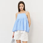GENERAL IDEA WOMAN Textured Bubble Sleeveless Blouse [BLUE] / WBE2L03526