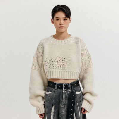 EENK XRI Fisherman Knit Crop Pullover - Ivory