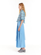 EENK URIAH Tweed Crop Shirt - Blue Multi