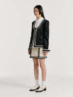 EENK EENK YASE Contrast U-Neck Jacket - Black/Ivory