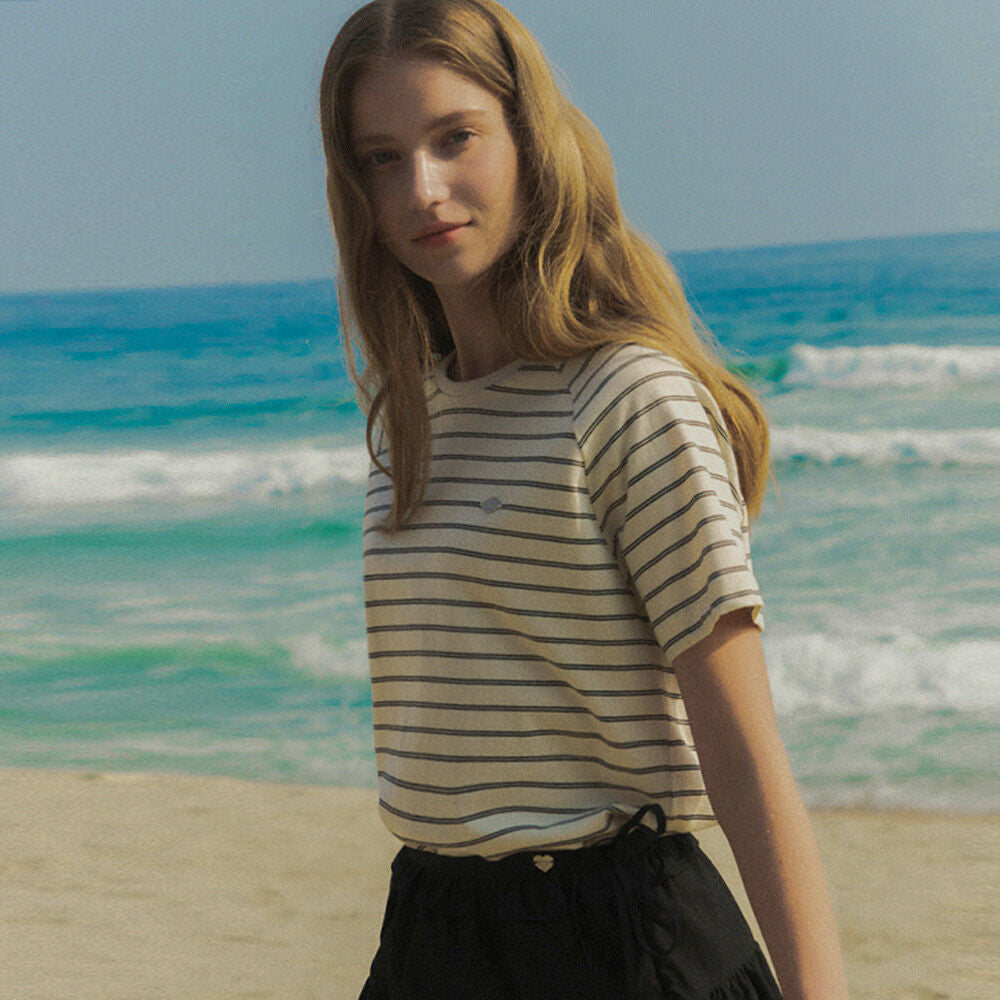 TILLIDIE Stripe cotton t-shirt TISU02TS01_Ivory