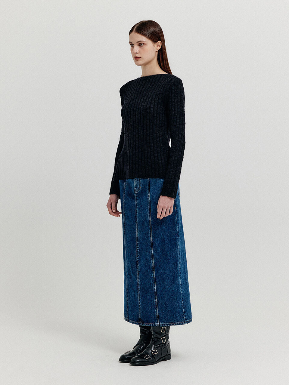EENK EENK XUIN Ribbed Knit Pullover - Black