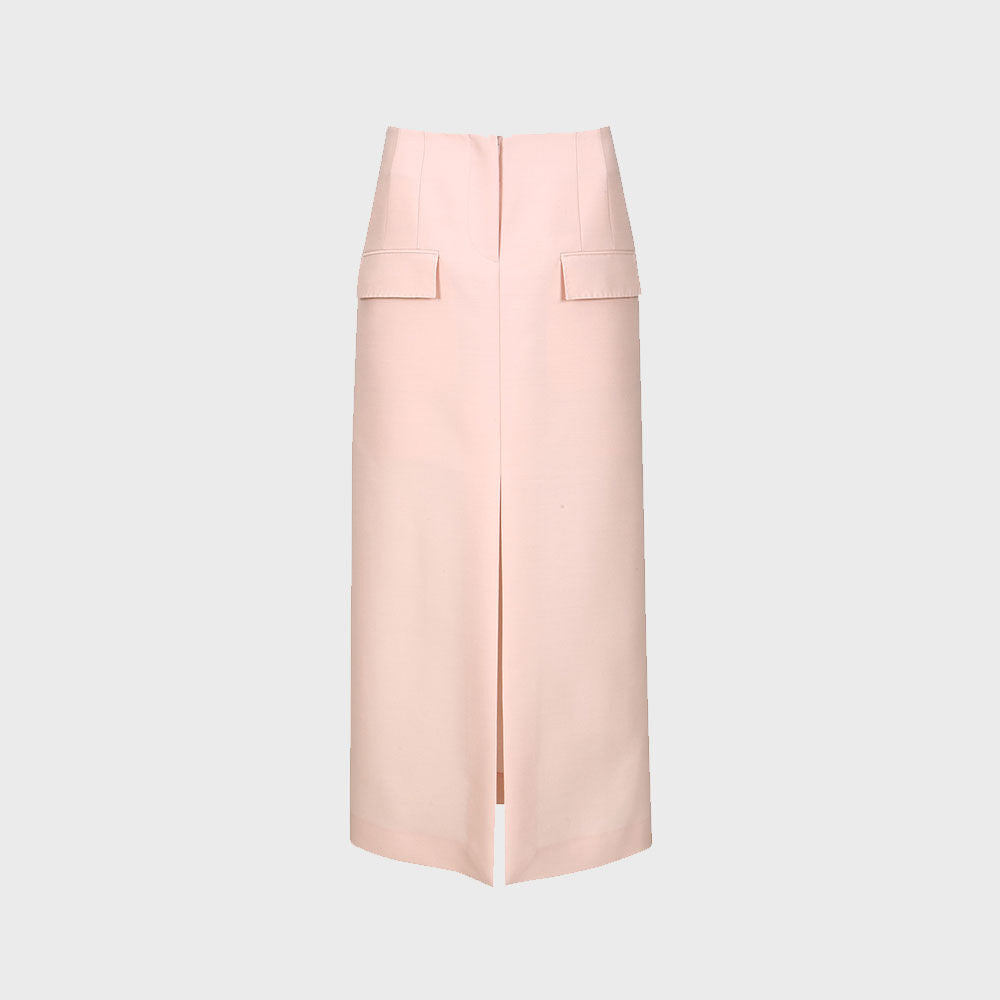 YCH FRONT-SLIT MIDI SKIRT PINK (F23SK504PK)