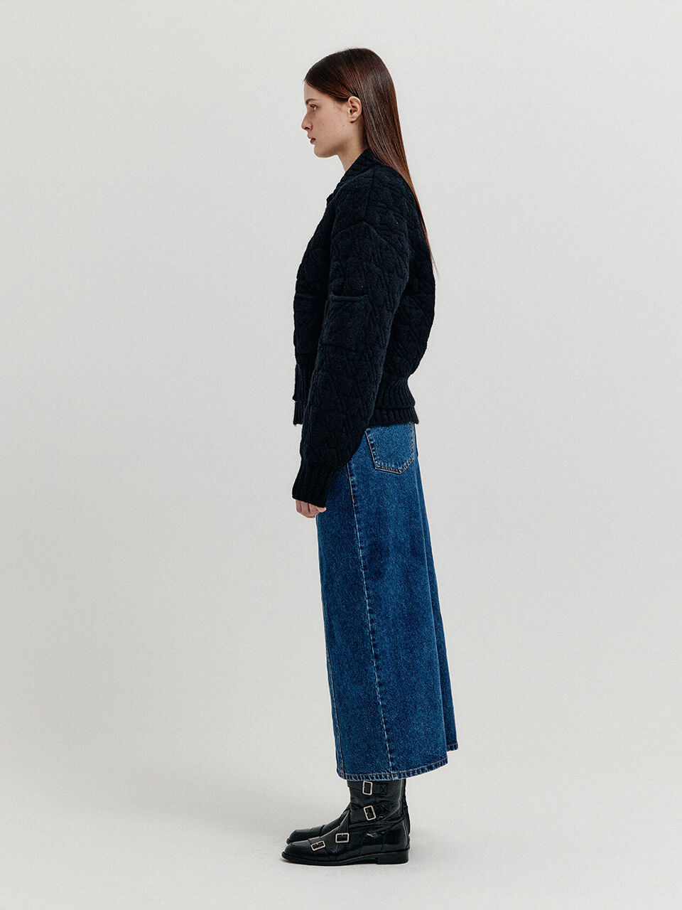 EENK EENK XELDA Textured Zip Cardigan - Black